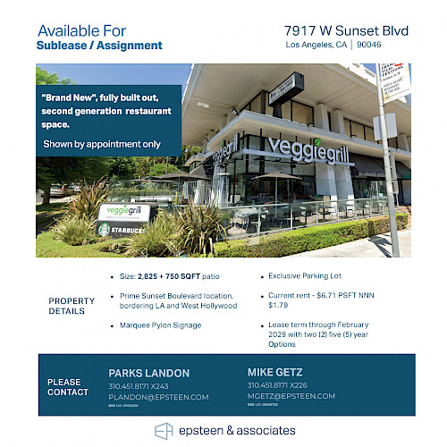 Great Space on Sunset | Available for Assignment or Sublease
