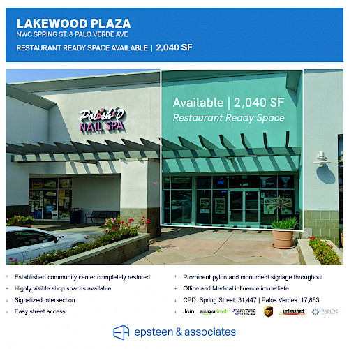 New Second Generation Restaurant Space Available | Lakewood Plaza