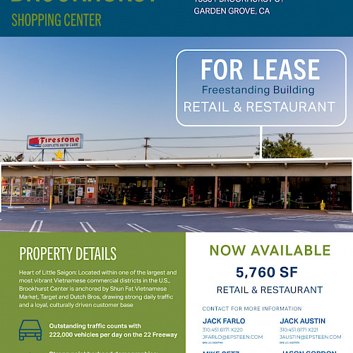 Freestanding Retail & Restaurant Space Available | Brookhurst Shopping Center