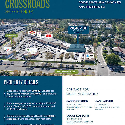 20,402 SF Junior Anchor Space Available | Anaheim Hills