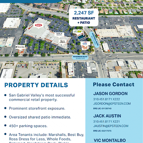 2,200 SF Restaurant + Patio Potential | Foothill Rosemead Marketplace